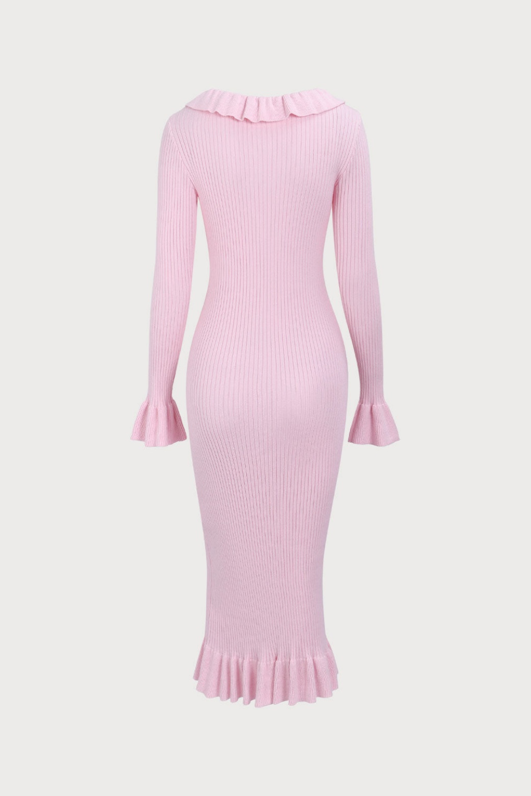 Valerie U-Neck Ruffle Midi Knit Dress