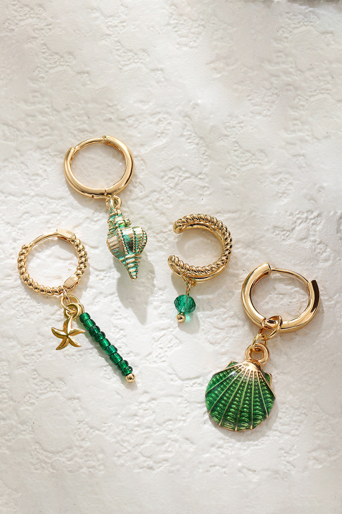 Shell Starfish Drop Earrings Four Piece Set