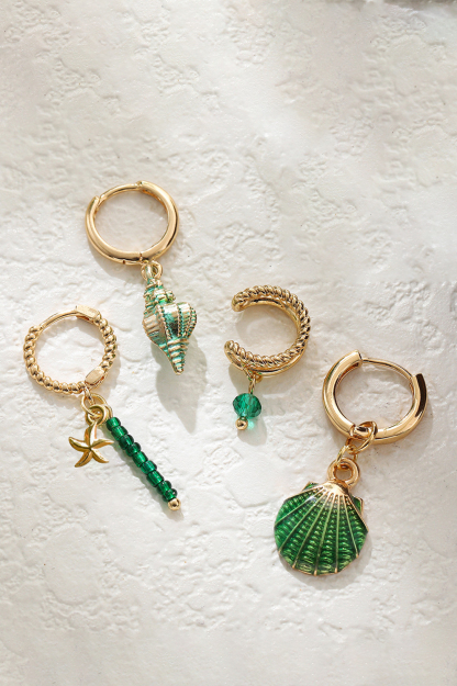 Shell Starfish Drop Earrings Four Piece Set