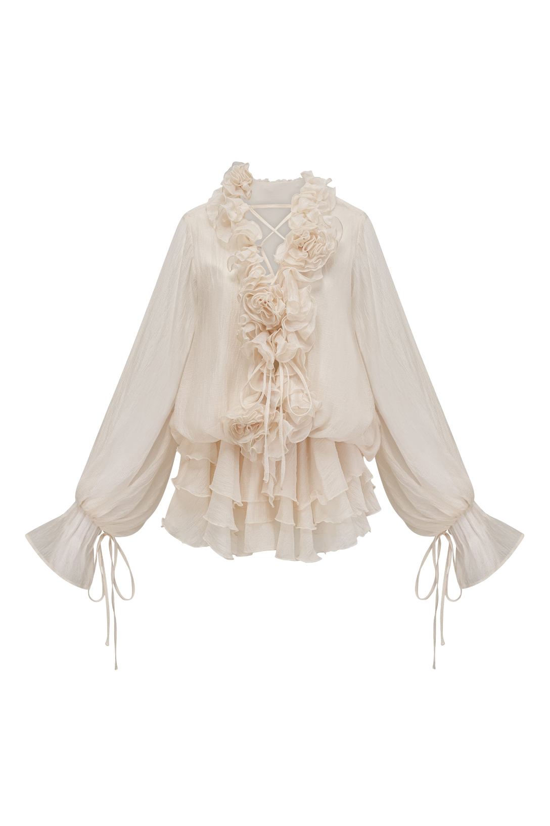 Olive Puff Sleeve Tiered Mini Dress