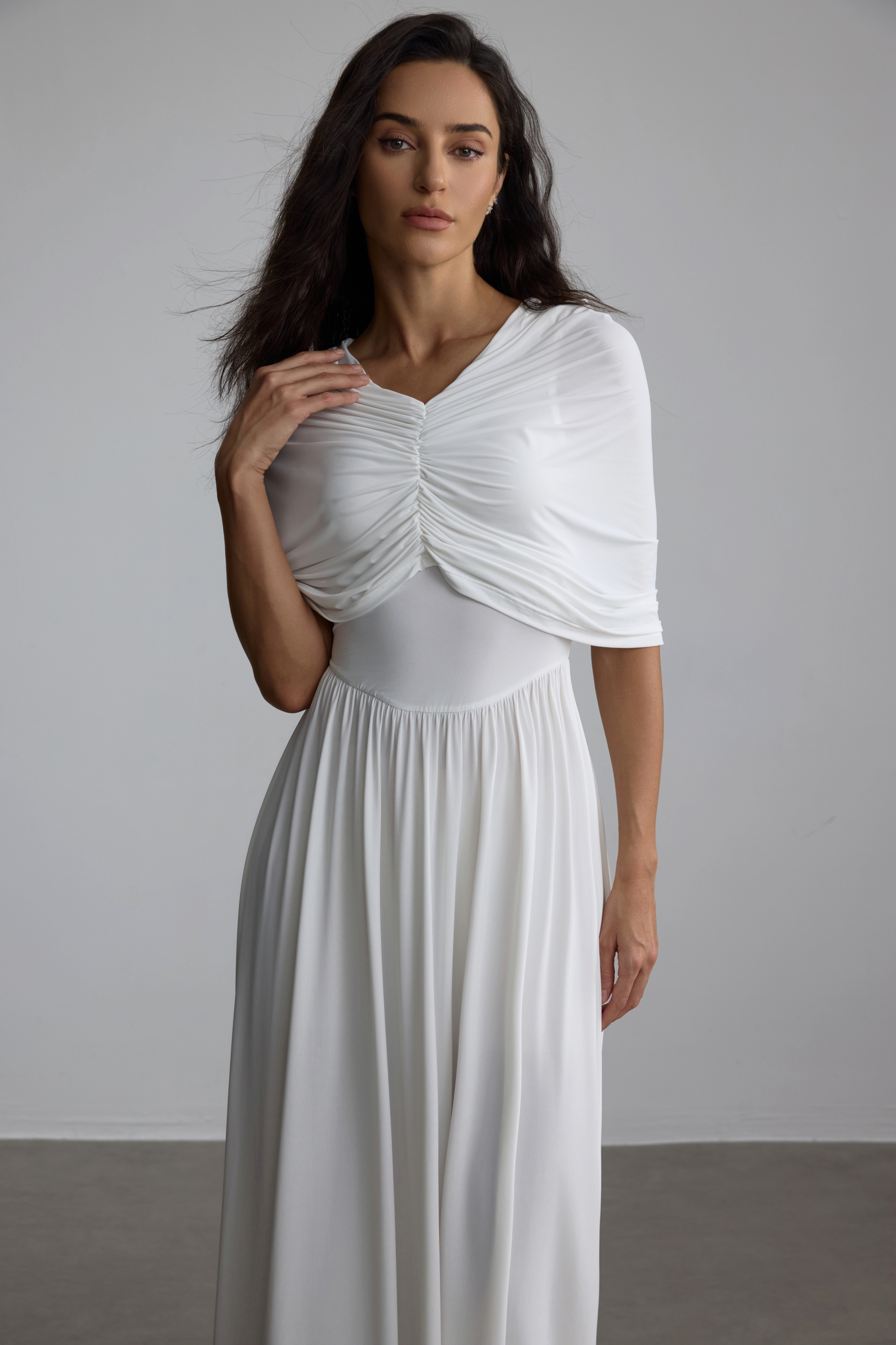 Alexandra Draped Cape Maxi Dress