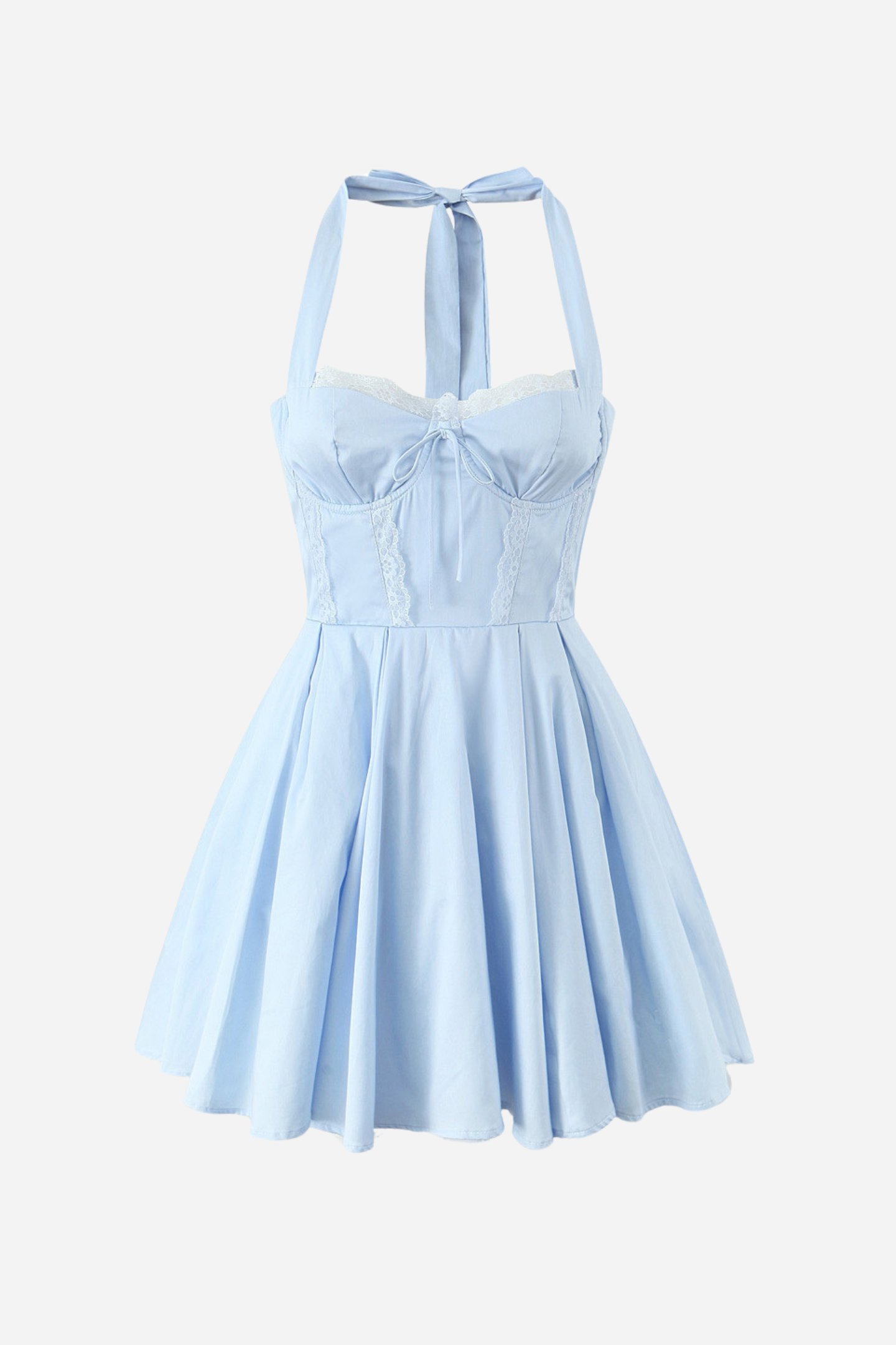 Esther Halter Neck Lace Up Ruffle Hemline Mini Dress-Sunfere
