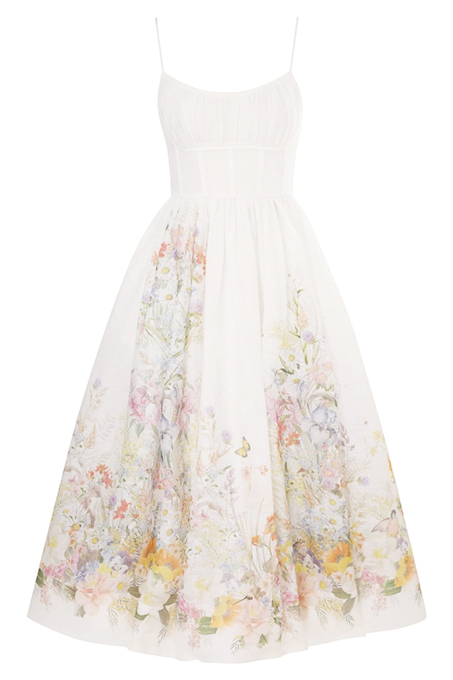 Yoland Floral Printed Ruched Midi Dress