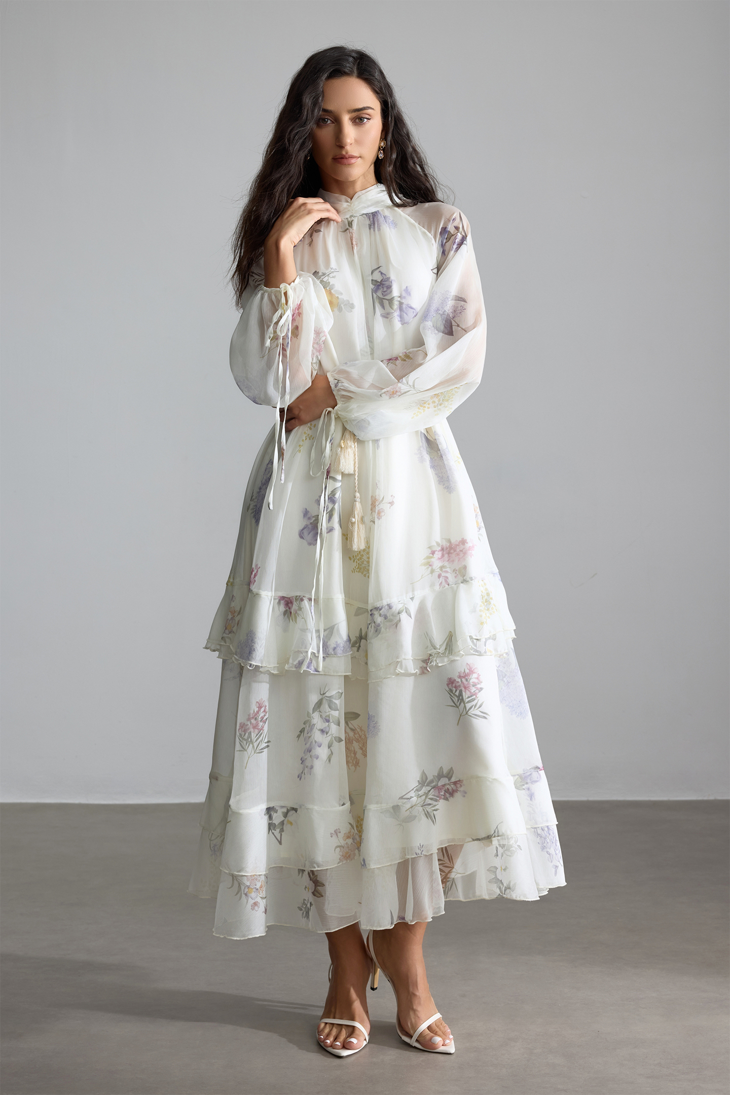 Renee Floral Print Puff Sleeve Maxi Dress