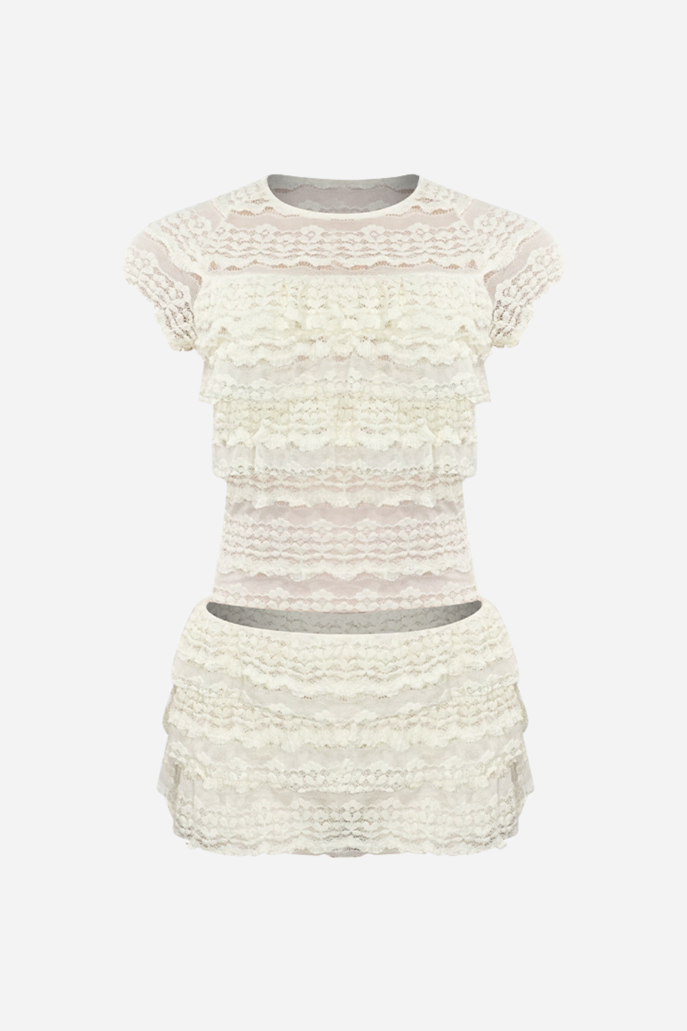 Layered Ruffle Lace Knit Set