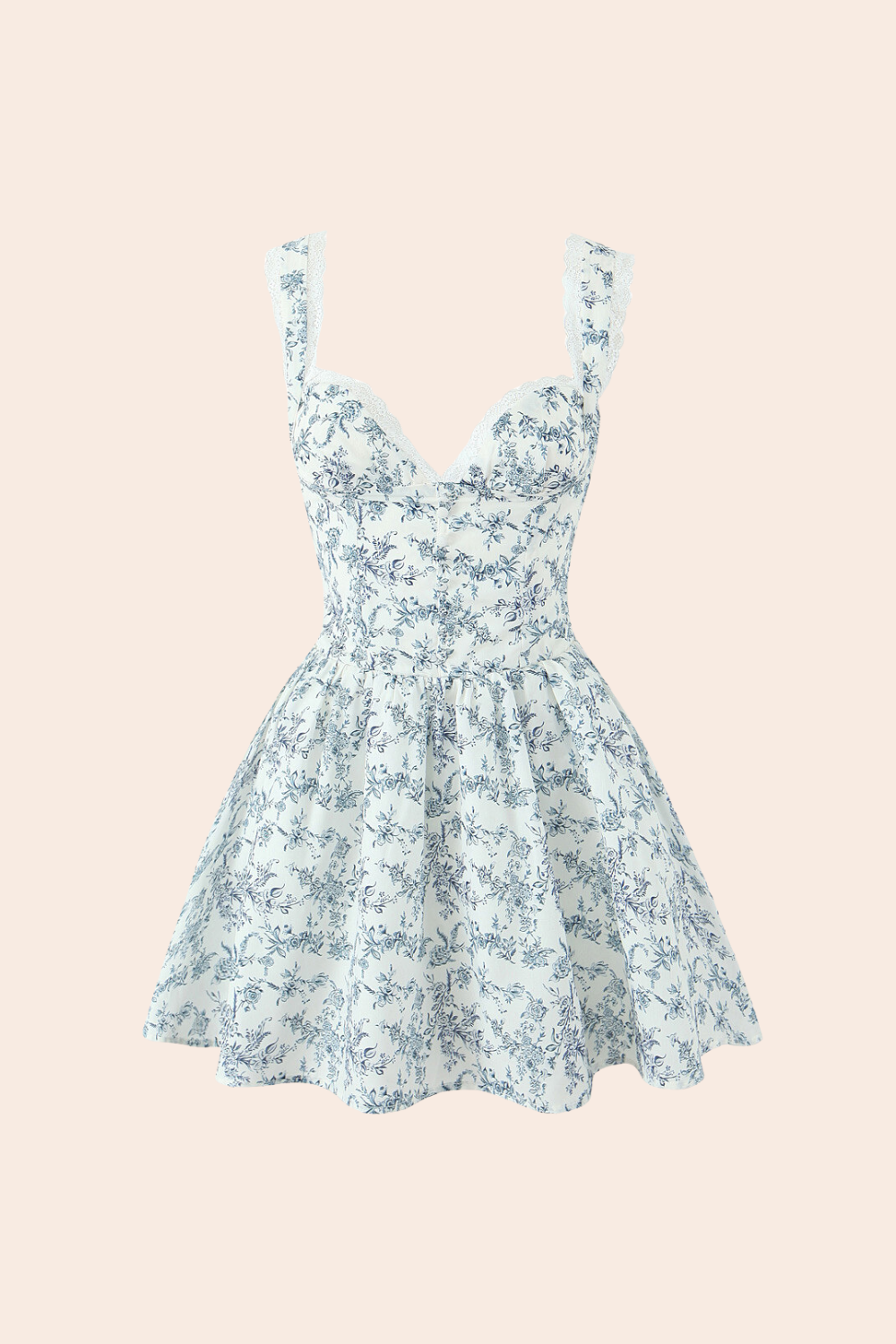 Floral Printed Sweetheart Mini Dress