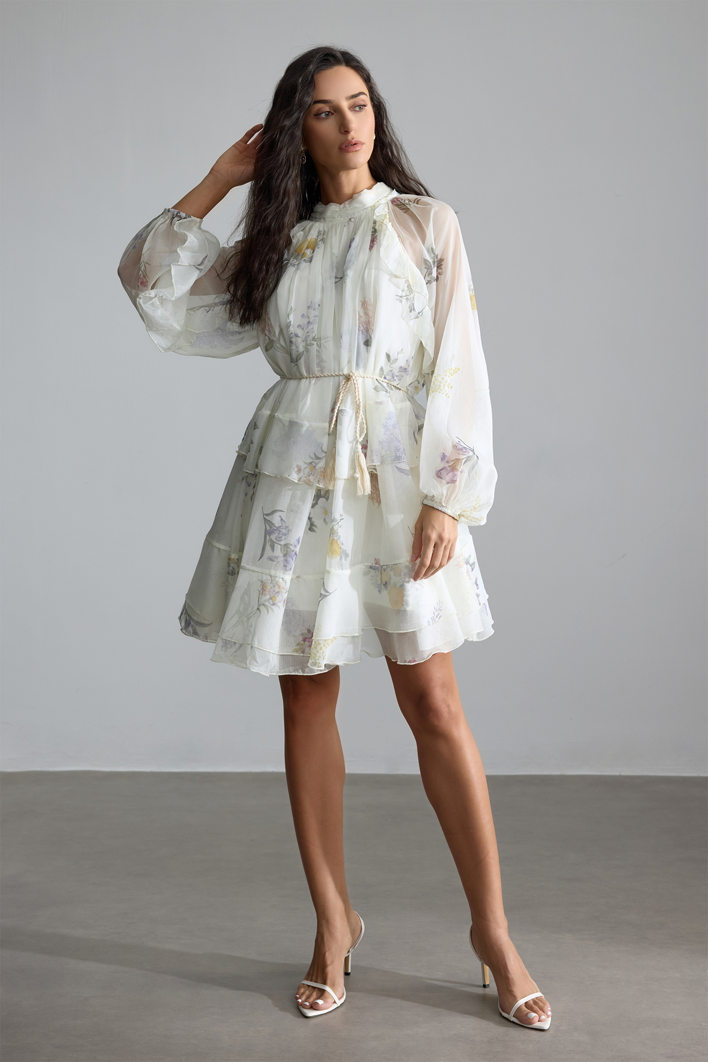 Felicia Floral Print Tiered Mini Dress