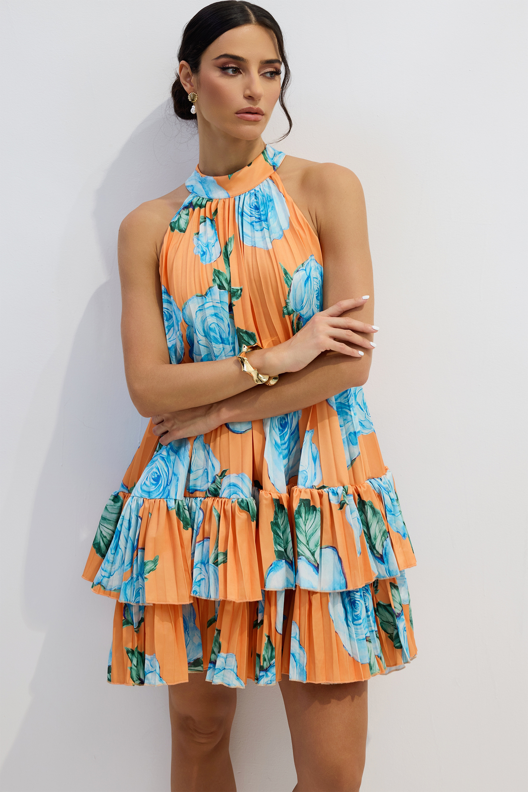 Hilda Rose Print Tiered Mini Dress
