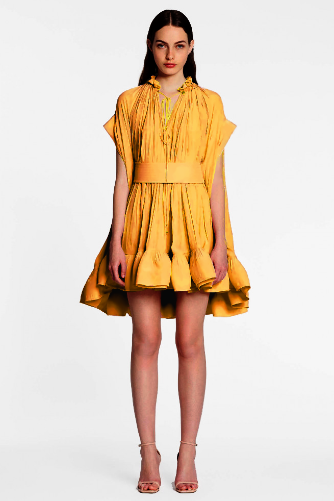 Eartha Cape-effect Ruffle Mini Dress