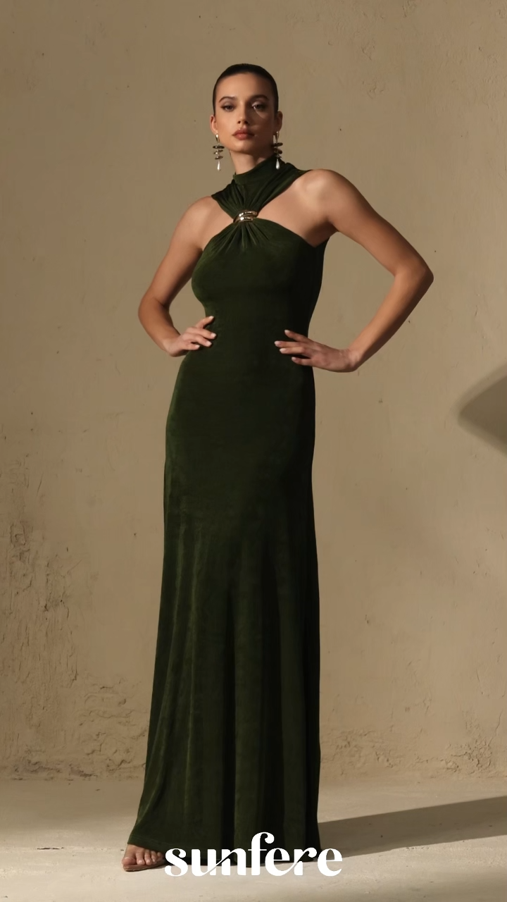 Masterfully Flirty Green Twisted Front Sleeveless Maxi Dress