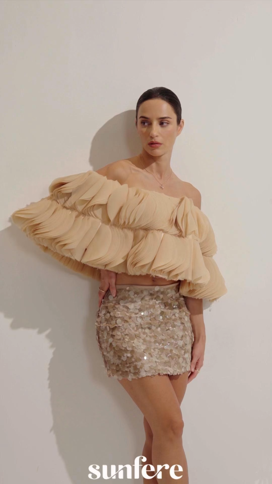 Lillian 3D Petal Off Shoulder Crop Top