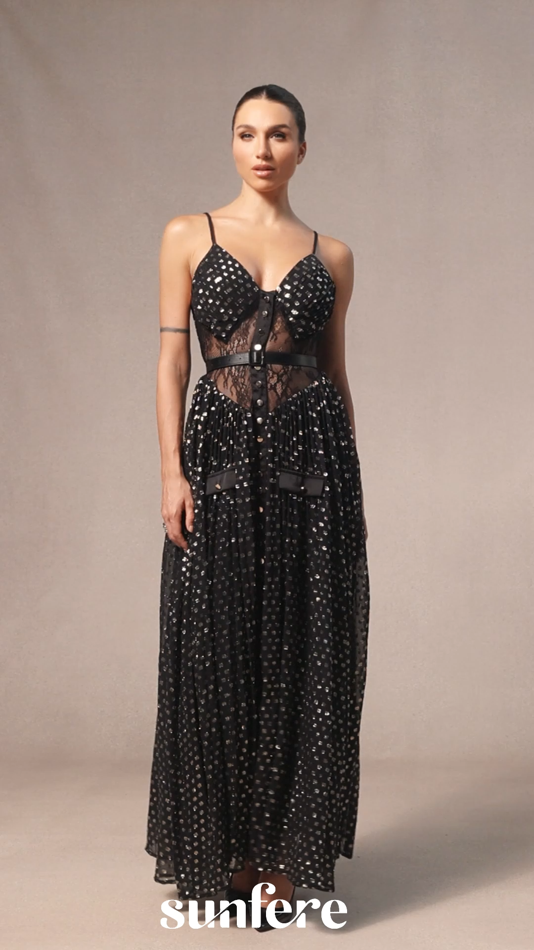 Andrea V-neck Semi-sheer Chiffon Maxi Dress