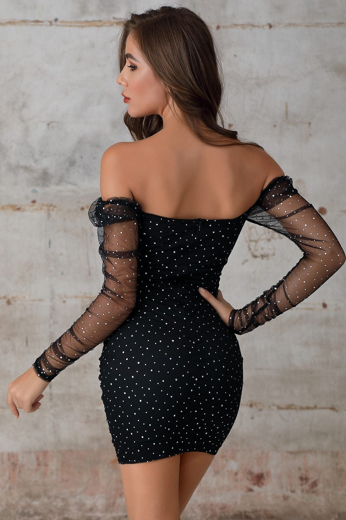Ivy Embellished Mesh Mini Dress