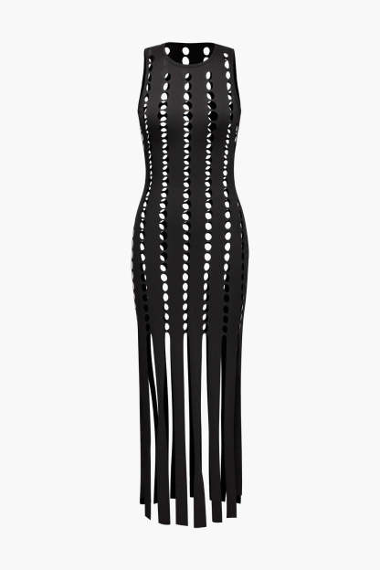 See-through Stripes Tank Midi Dress