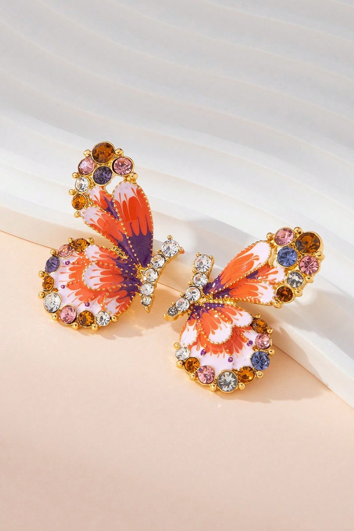 Vintage Enamel Butterfly Stud Earrings