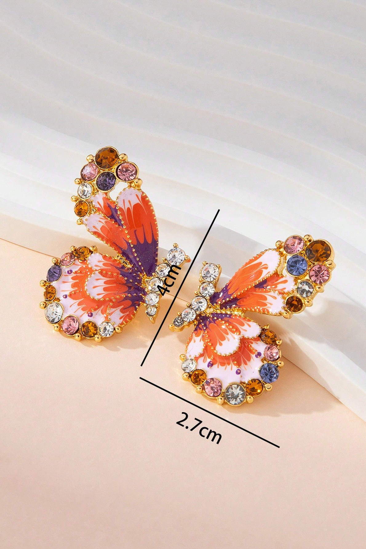 Vintage Enamel Butterfly Stud Earrings