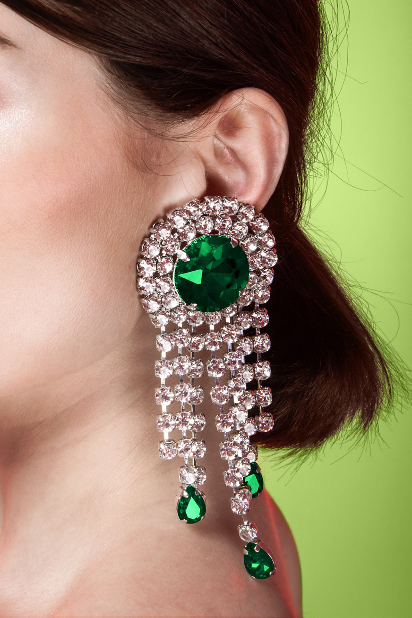 Crystal Embellished Tassel Earrings