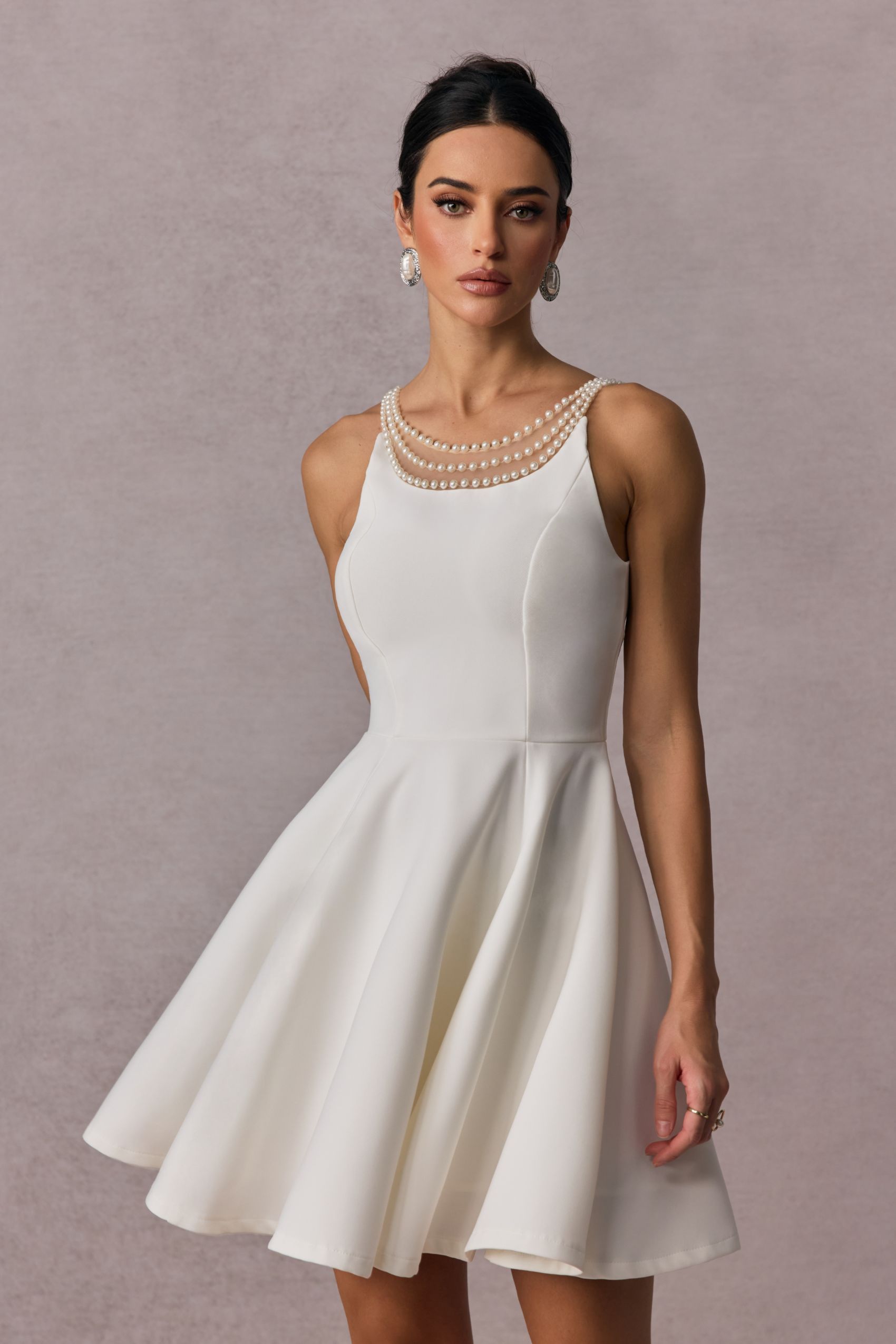 Esther Pearl Emblished Open Back Mini Dress