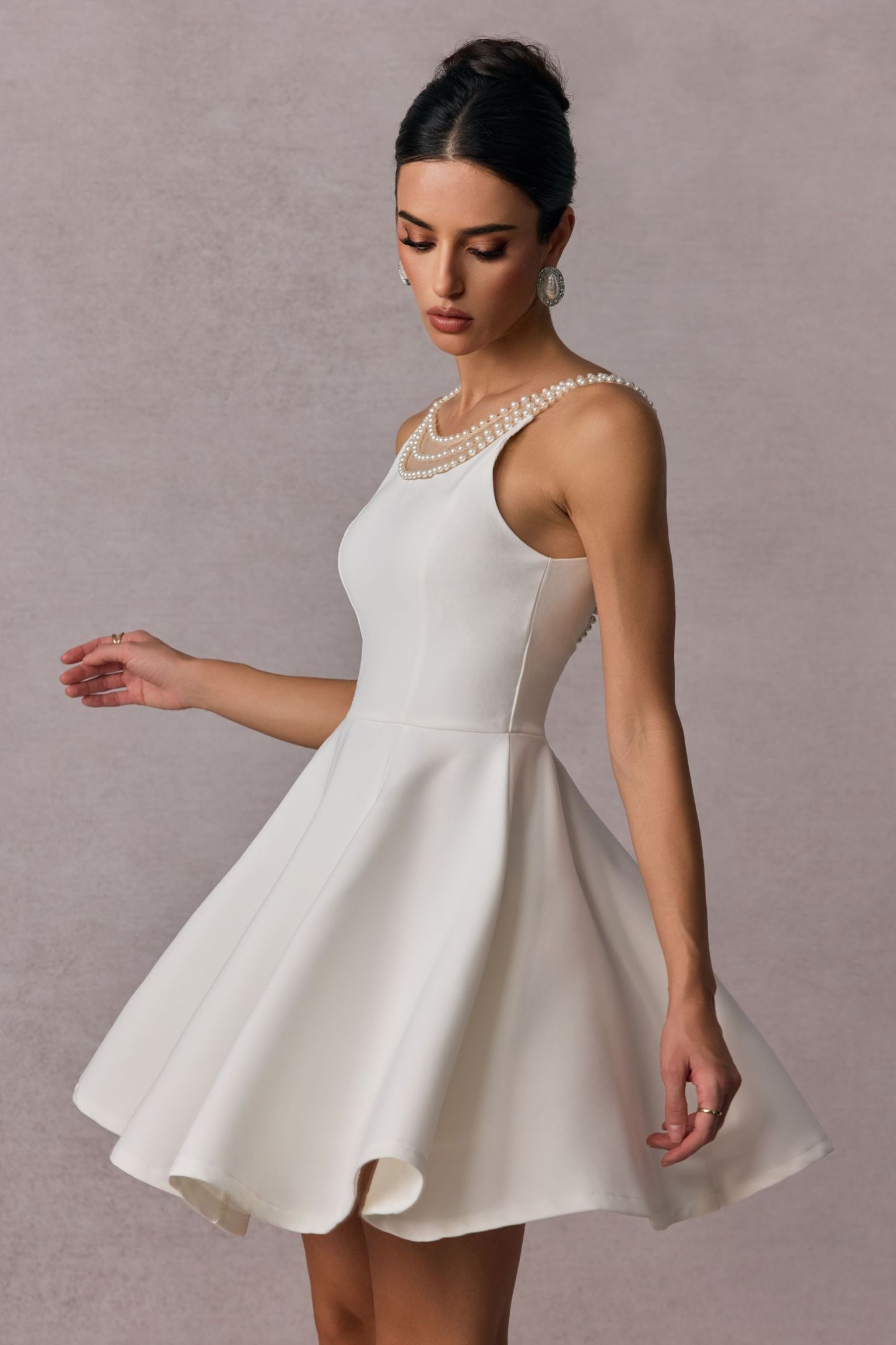 Esther Pearl Emblished Open Back Mini Dress