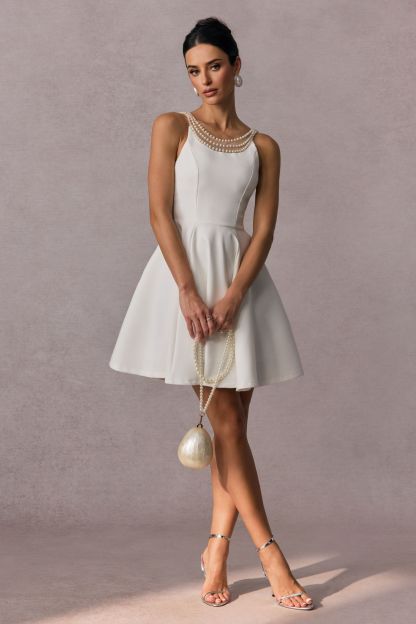Esther Pearl Emblished Open Back Mini Dress