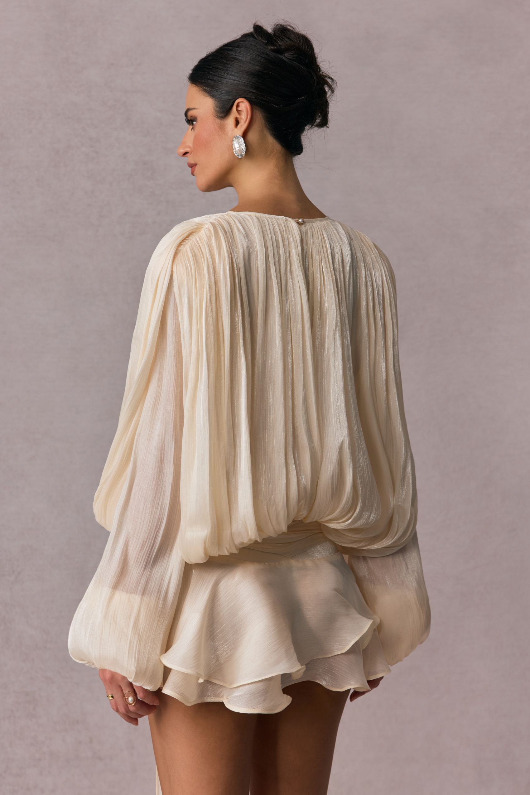 Beryl Pleated Ruffle Hem Mini Dress