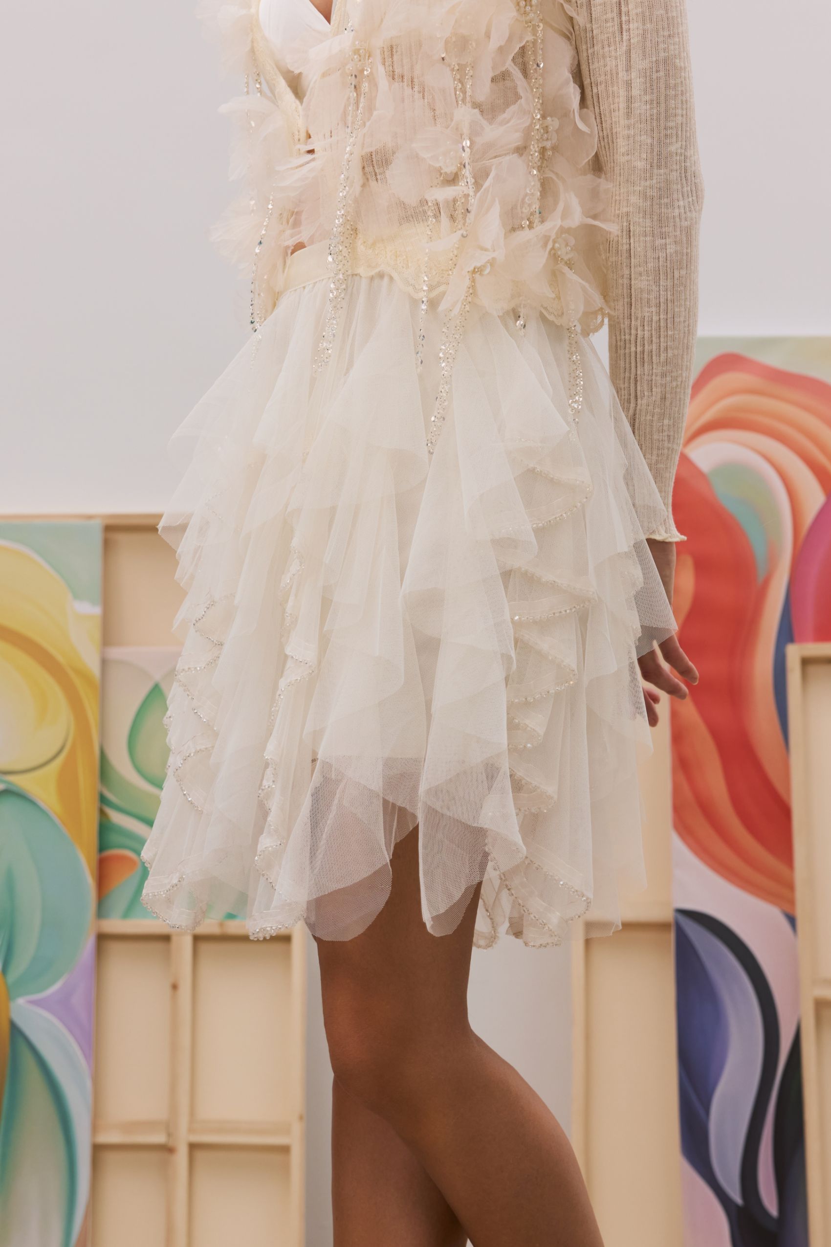 Angelic Tiered Tulle Sequins Embroidered Skirt