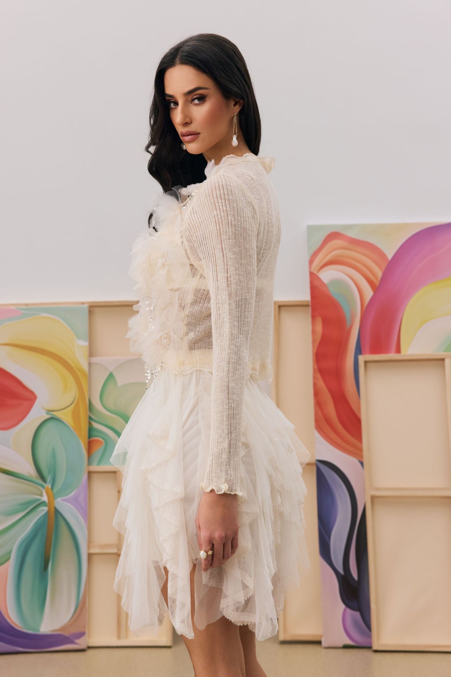 Judy Crystal Fringe Knit Cardigan