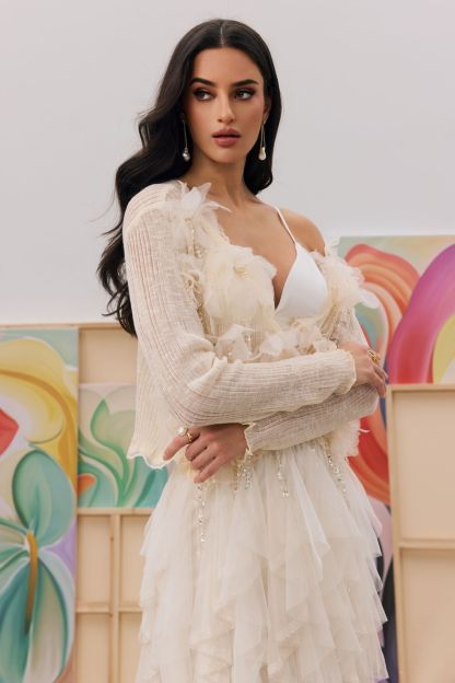 Judy Crystal Fringe Knit Cardigan