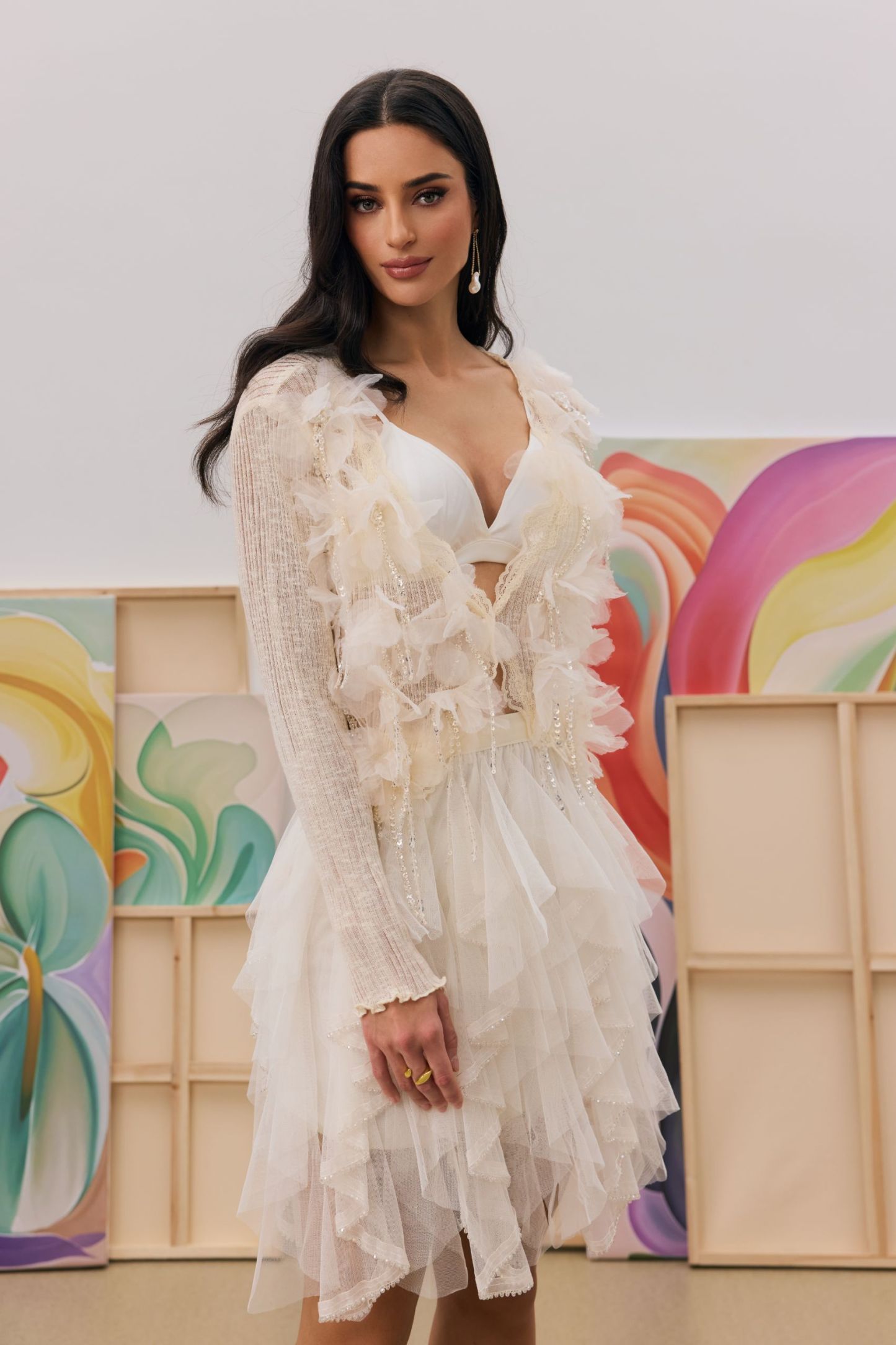 Judy Crystal Fringe Knit Cardigan