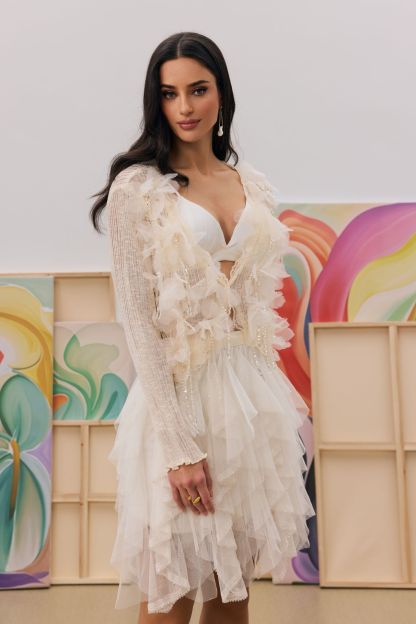 Judy Crystal Fringe Knit Cardigan