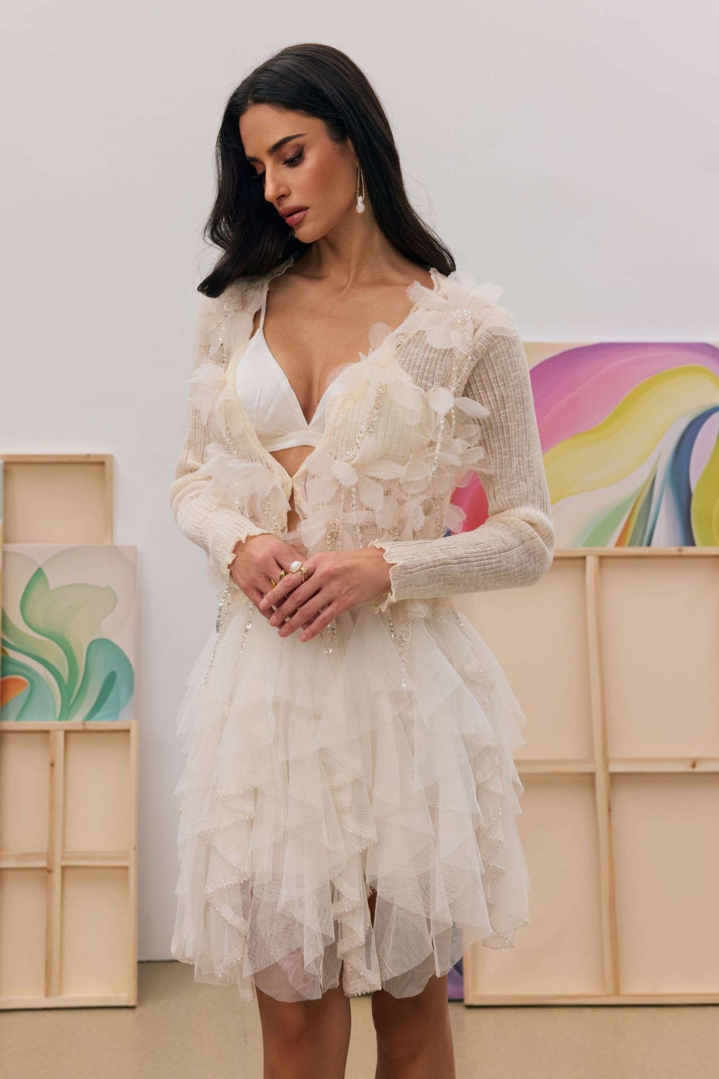 Judy Crystal Fringe Knit Cardigan