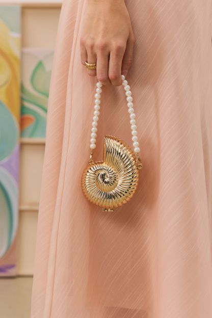Metallic Sea Shell Clutch Bag