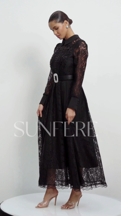 Serena Beaded Embroidered Lace Maxi Dress