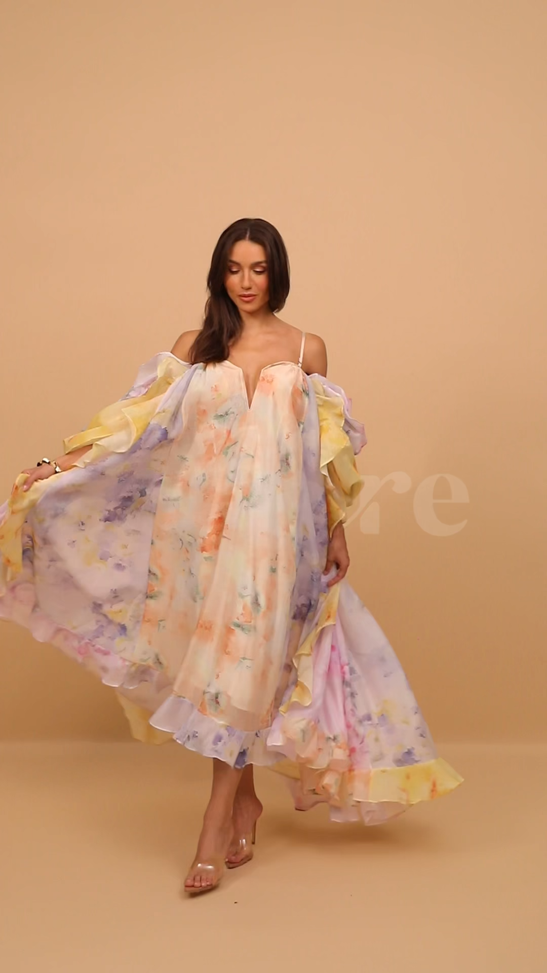 Elena Floral Print Ruffle Maxi Dress