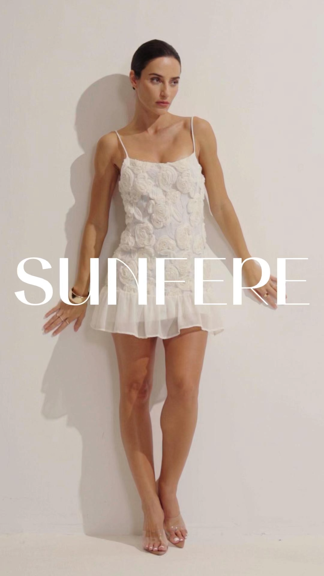 Beverly Floral Applique Pleated Chiffon Mini Dress