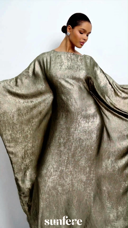 Alina Metallic Batwing Sleeve Maxi Kaftan