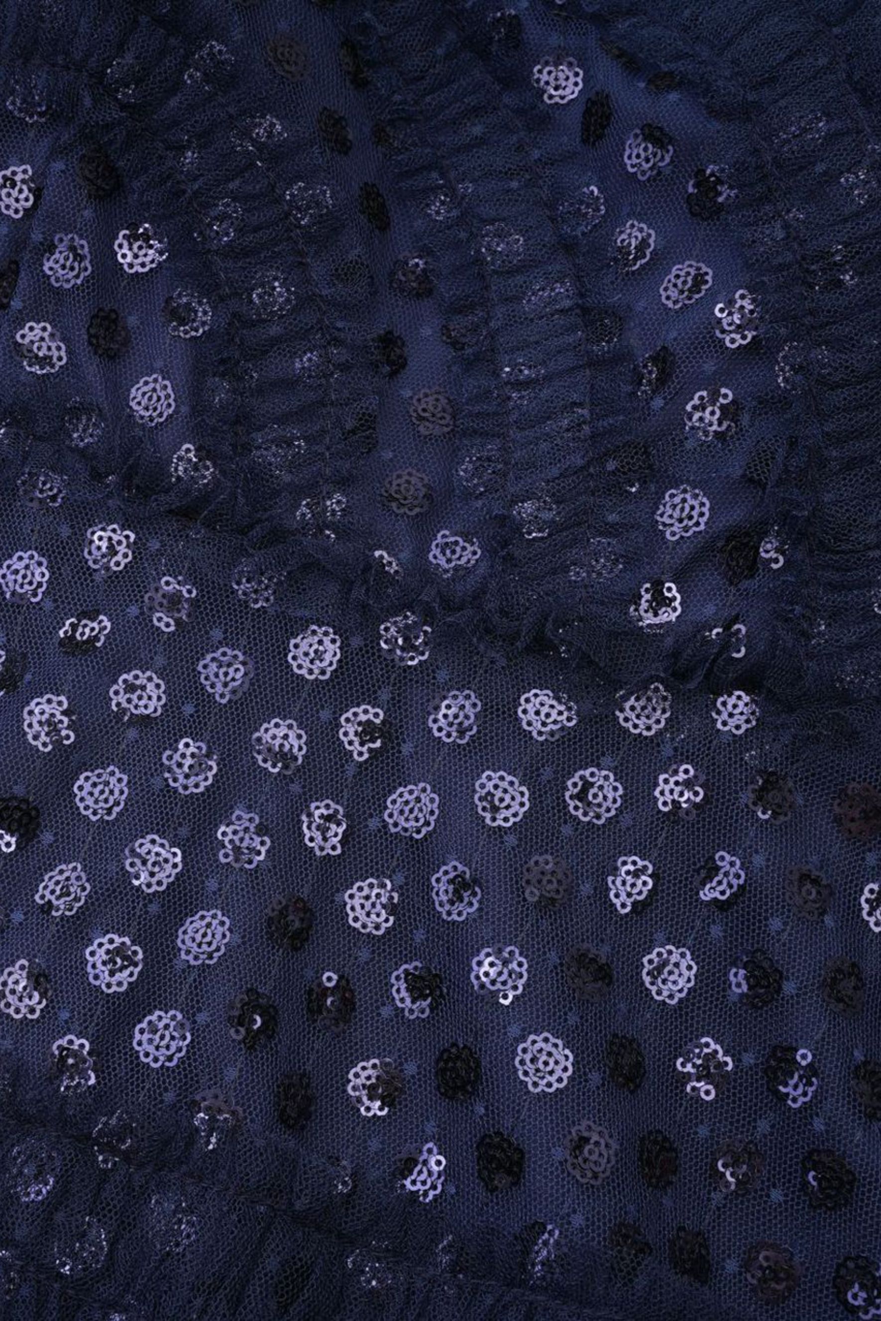 Enchanting Midnight Dark Blue Sequin Embellished Maxi Dress & Cape Set