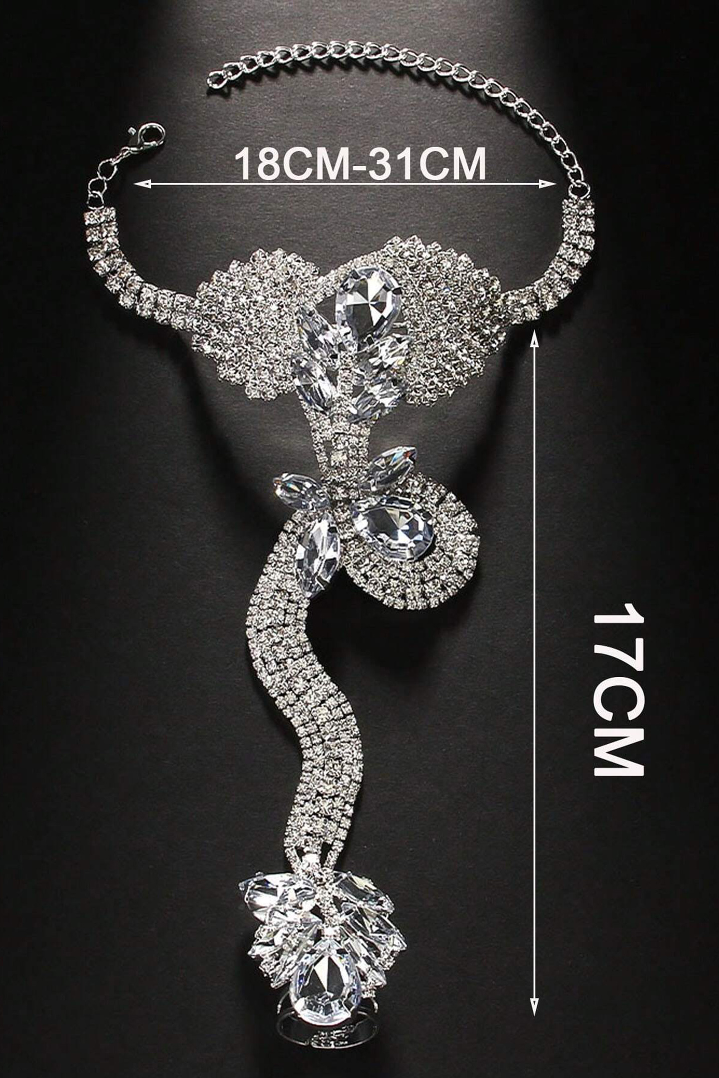 Crystal Snake Finger Ring Bracelet