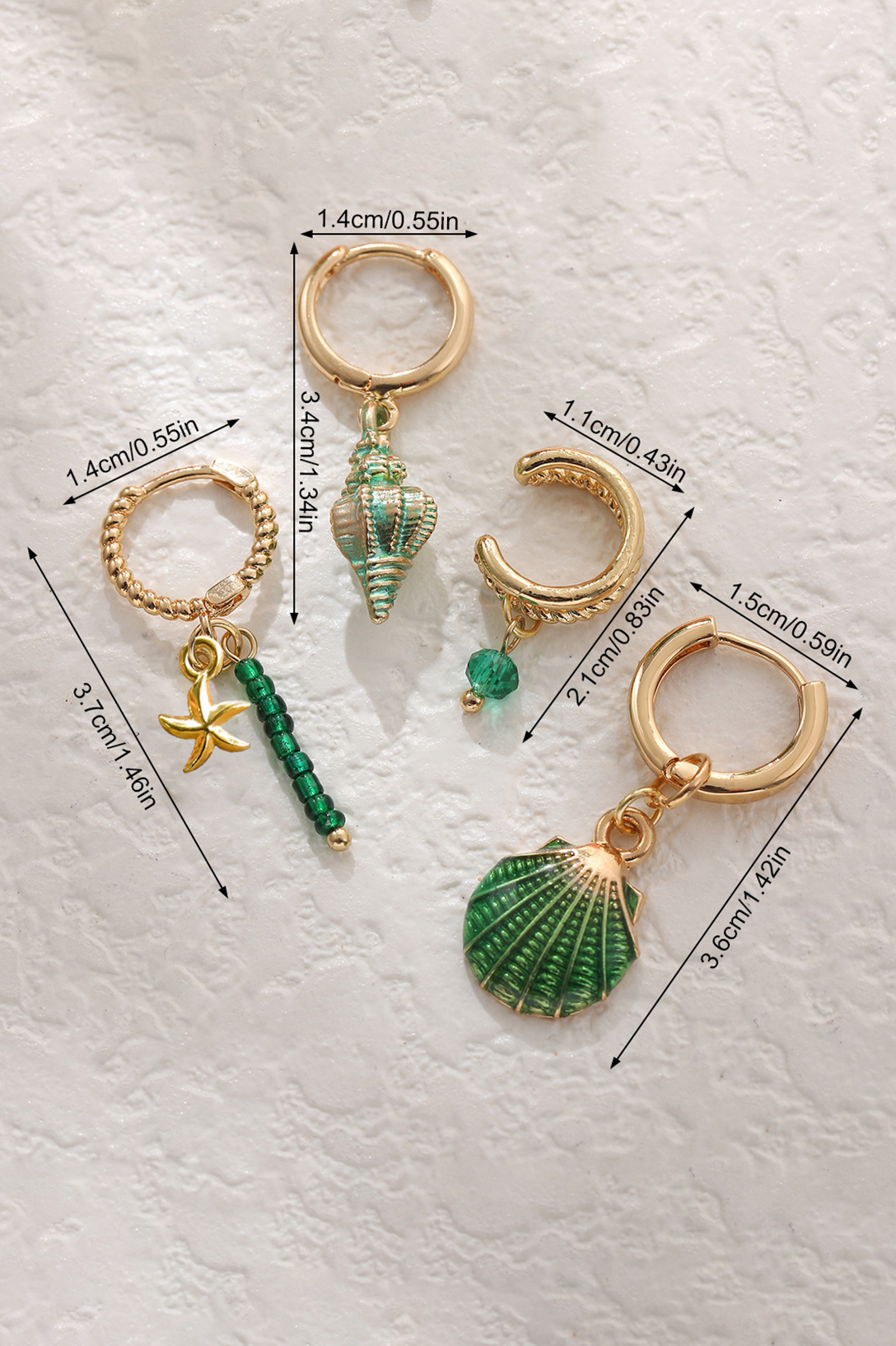 Shell Starfish Drop Earrings Four Piece Set