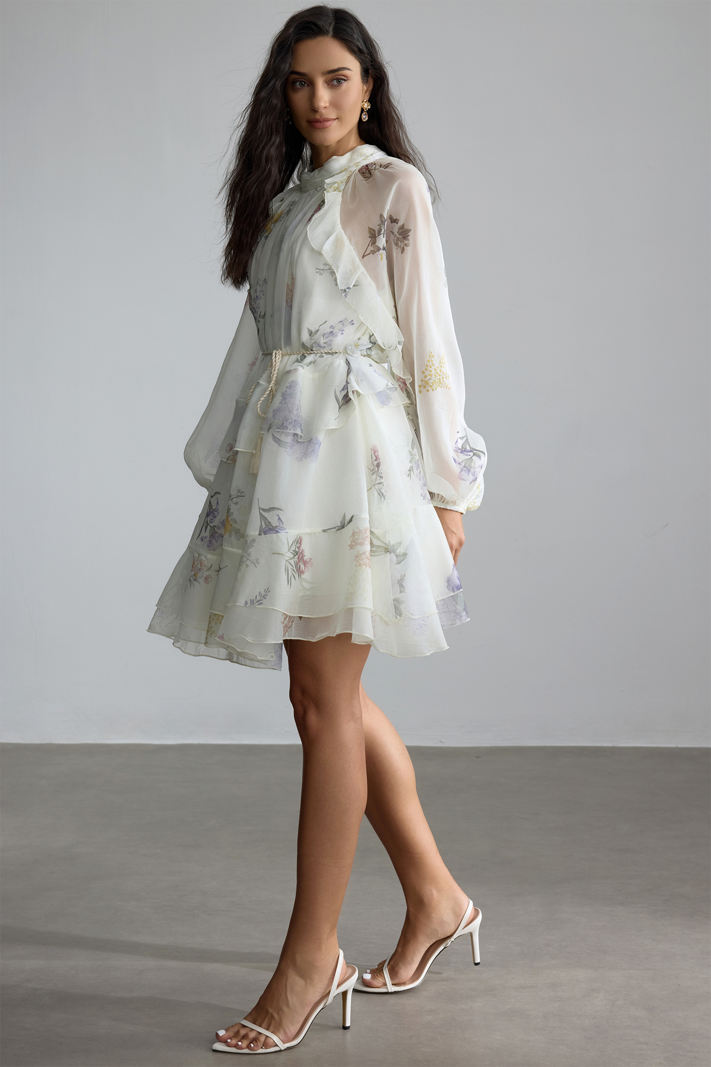 Felicia Floral Print Tiered Mini Dress