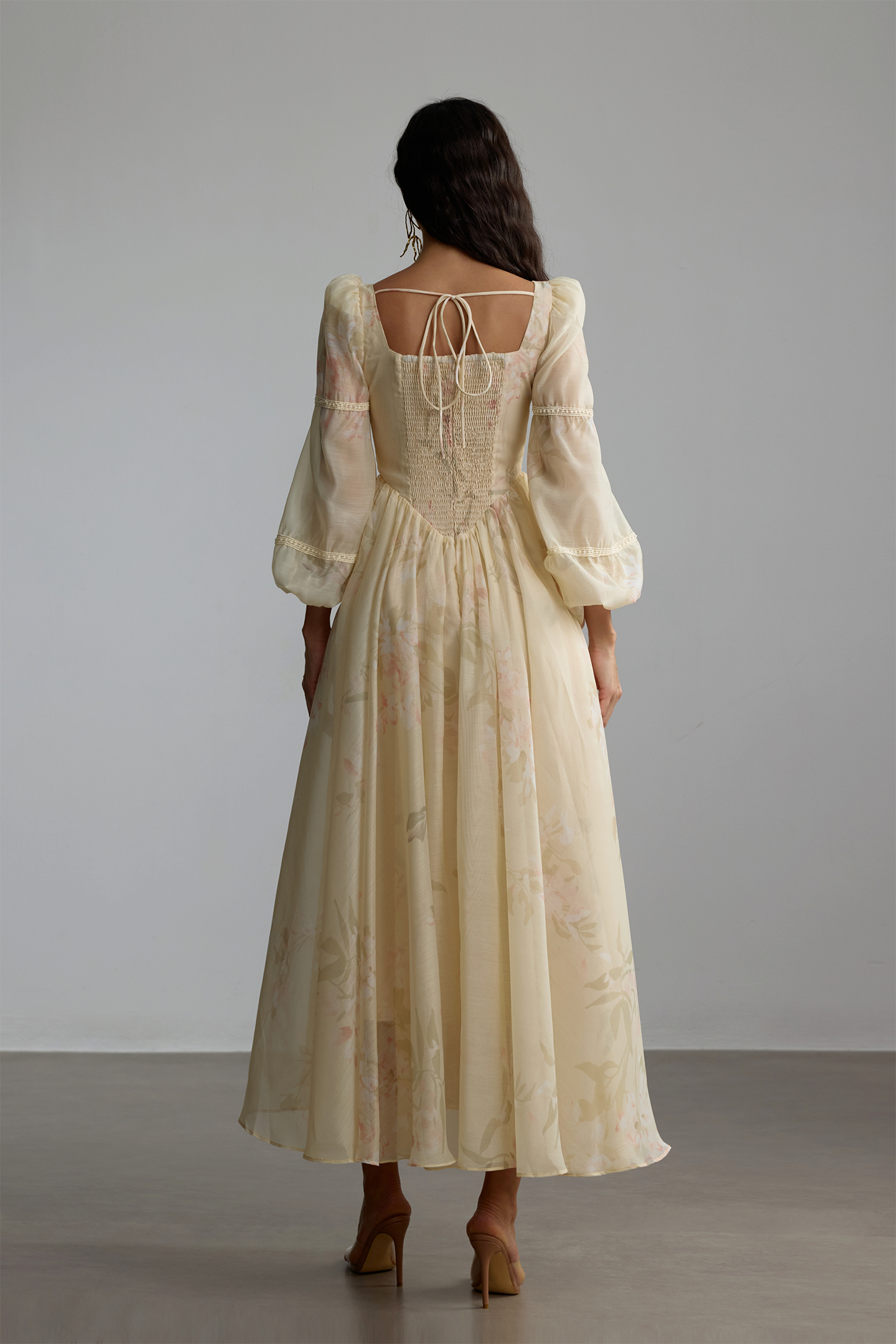Hannah Floral Print Square Neck Maxi Dress
