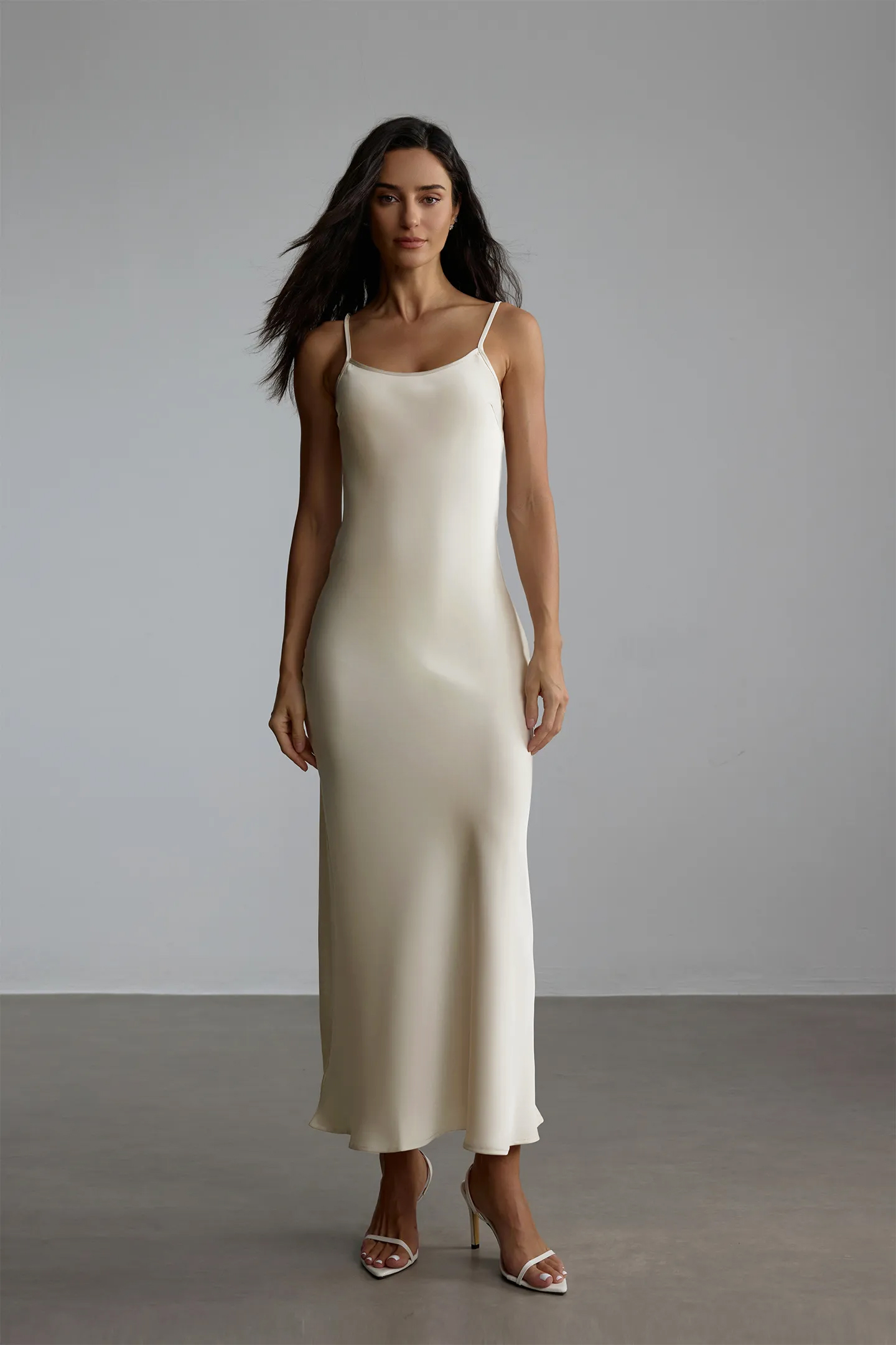 Elena Spaghetti Strap Maxi Dress With Cape Blouse