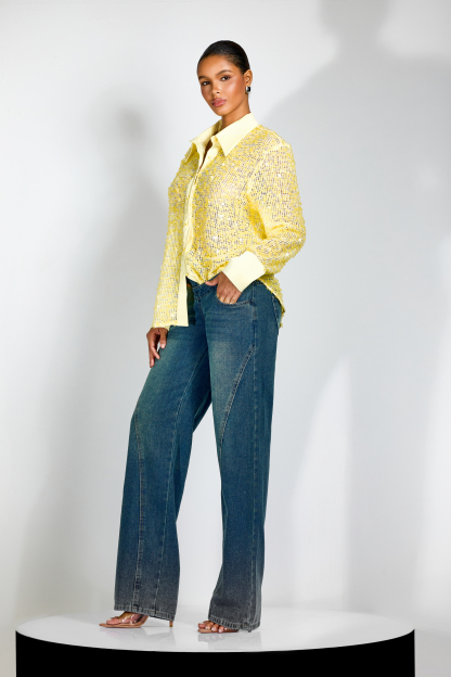 Ellen Sequin Embellished Semi-sheer Shirt