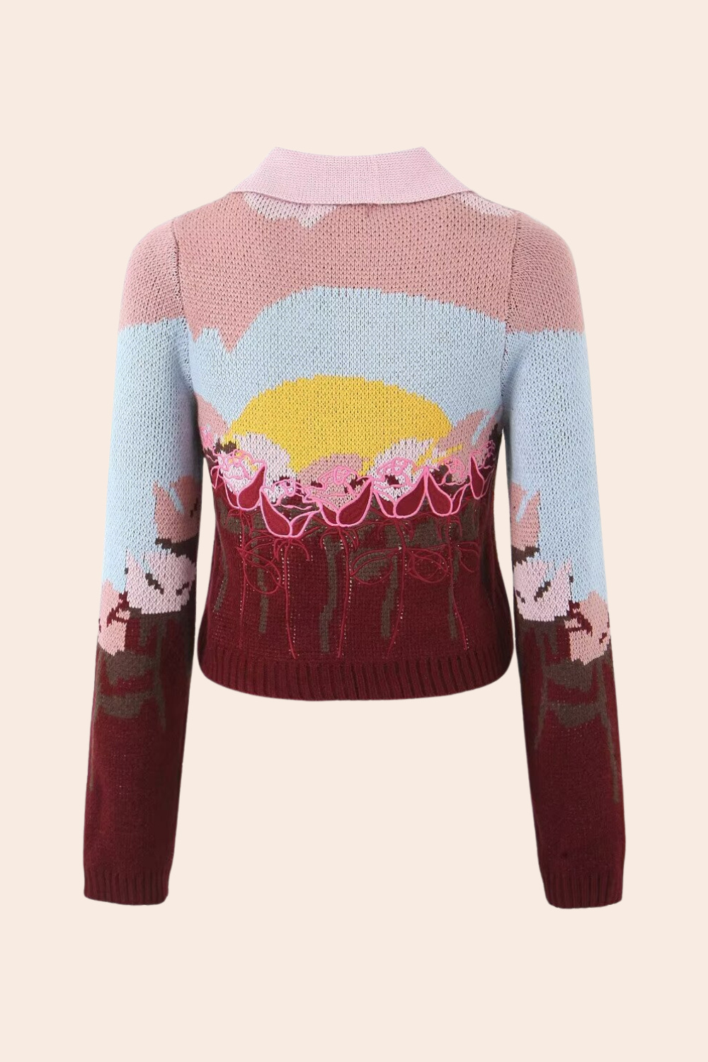 Michelle Floral Jacquard Knit Cardigan-Sunfere