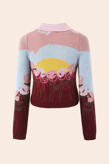 Michelle Floral Jacquard Knit Cardigan-Sunfere