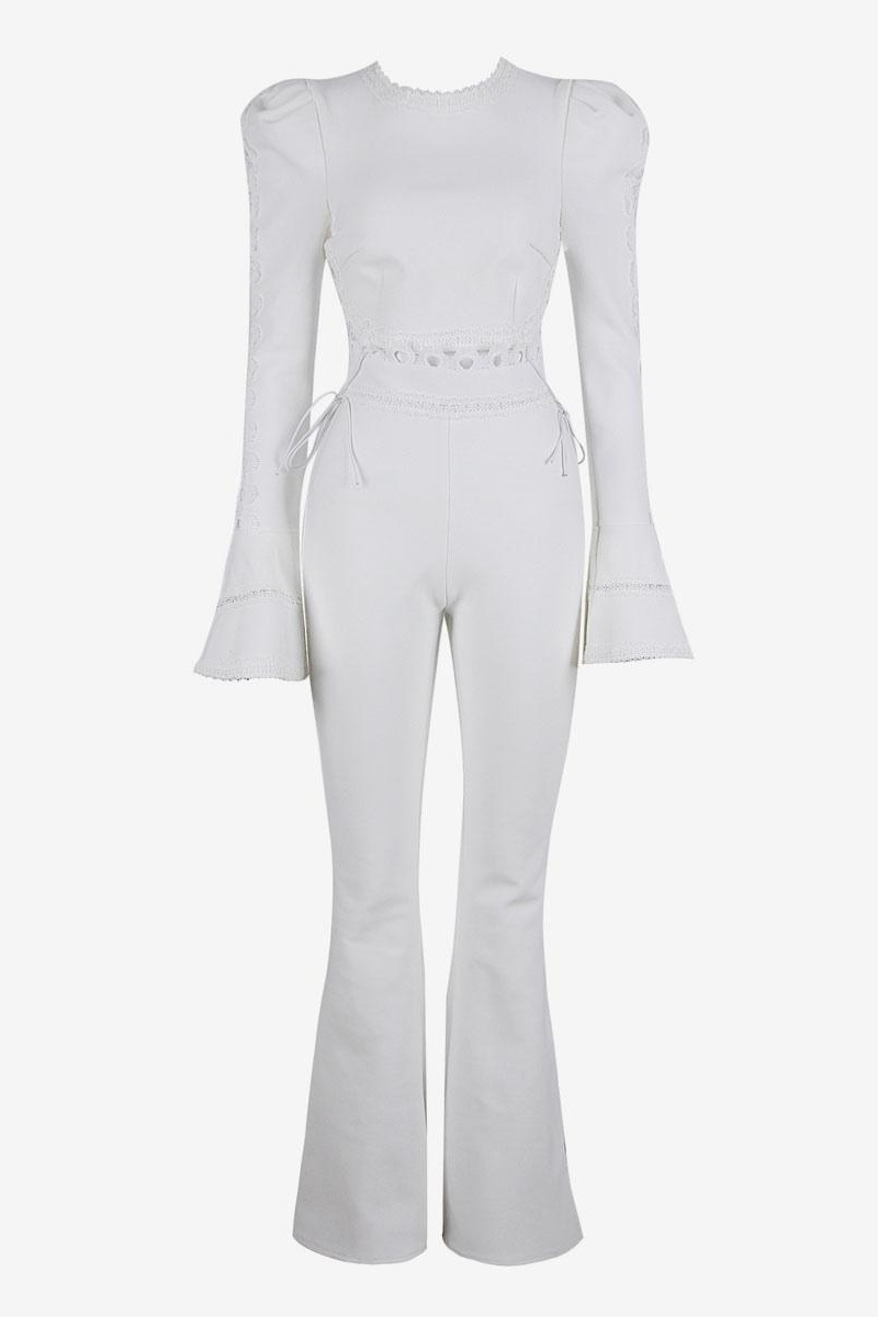 Victoria Hollow Out Flare Pants Set