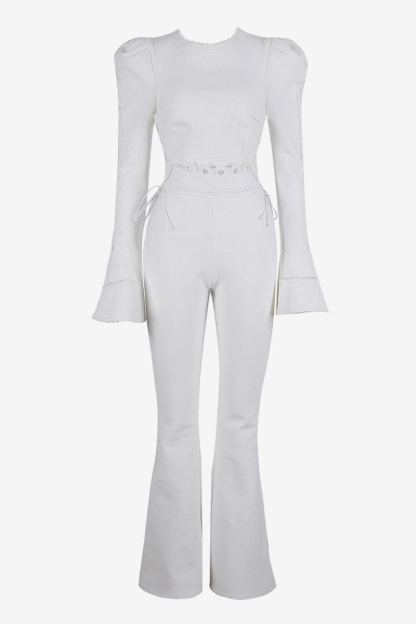 Victoria Hollow Out Flare Pants Set