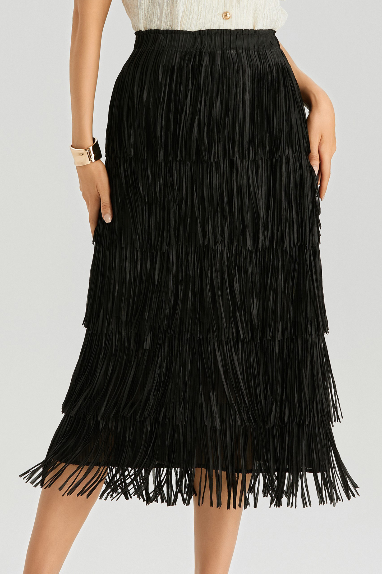 Morris Layered Fringe A-Line Skirt