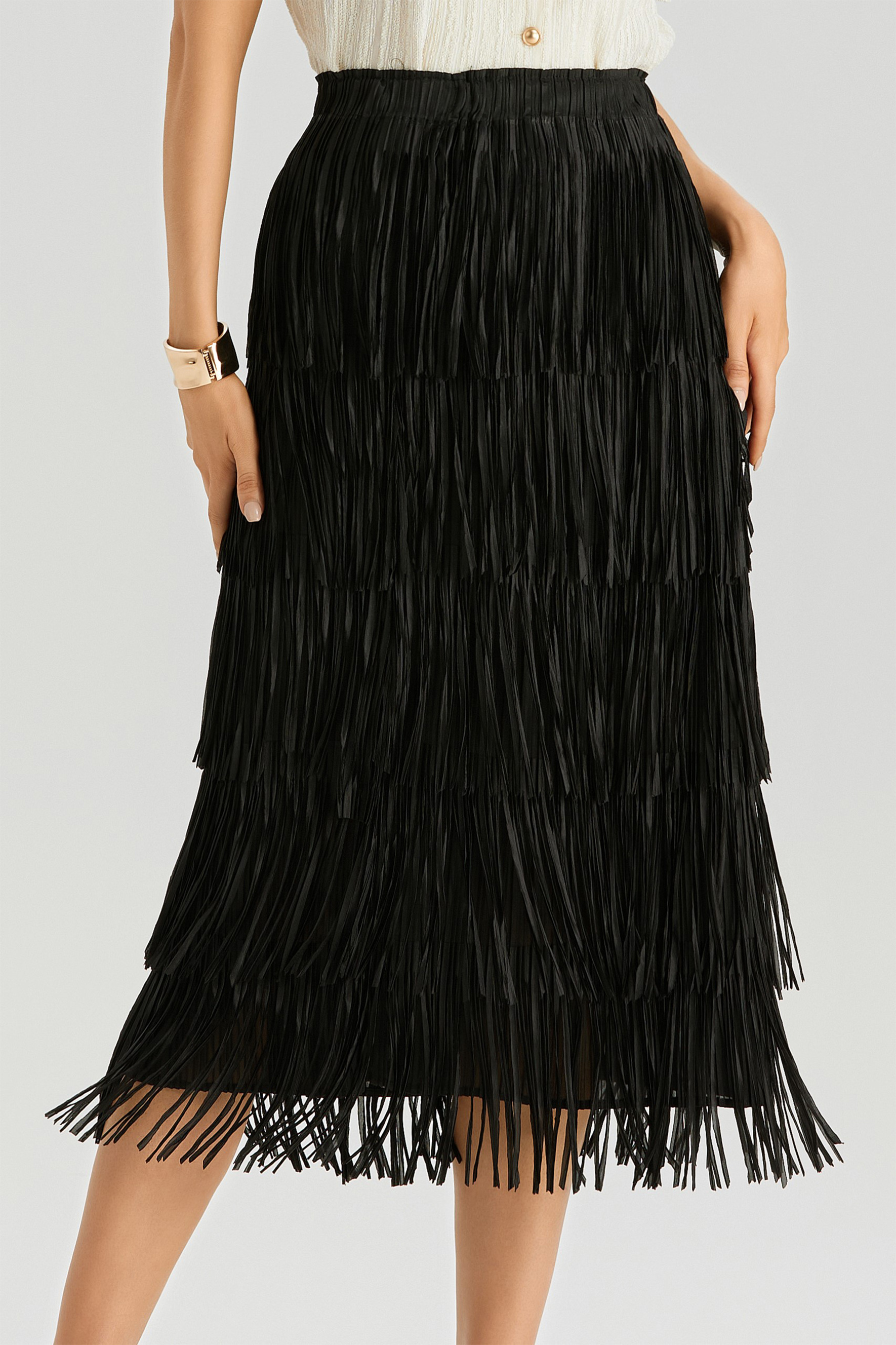 Morris Layered Fringe A-Line Skirt