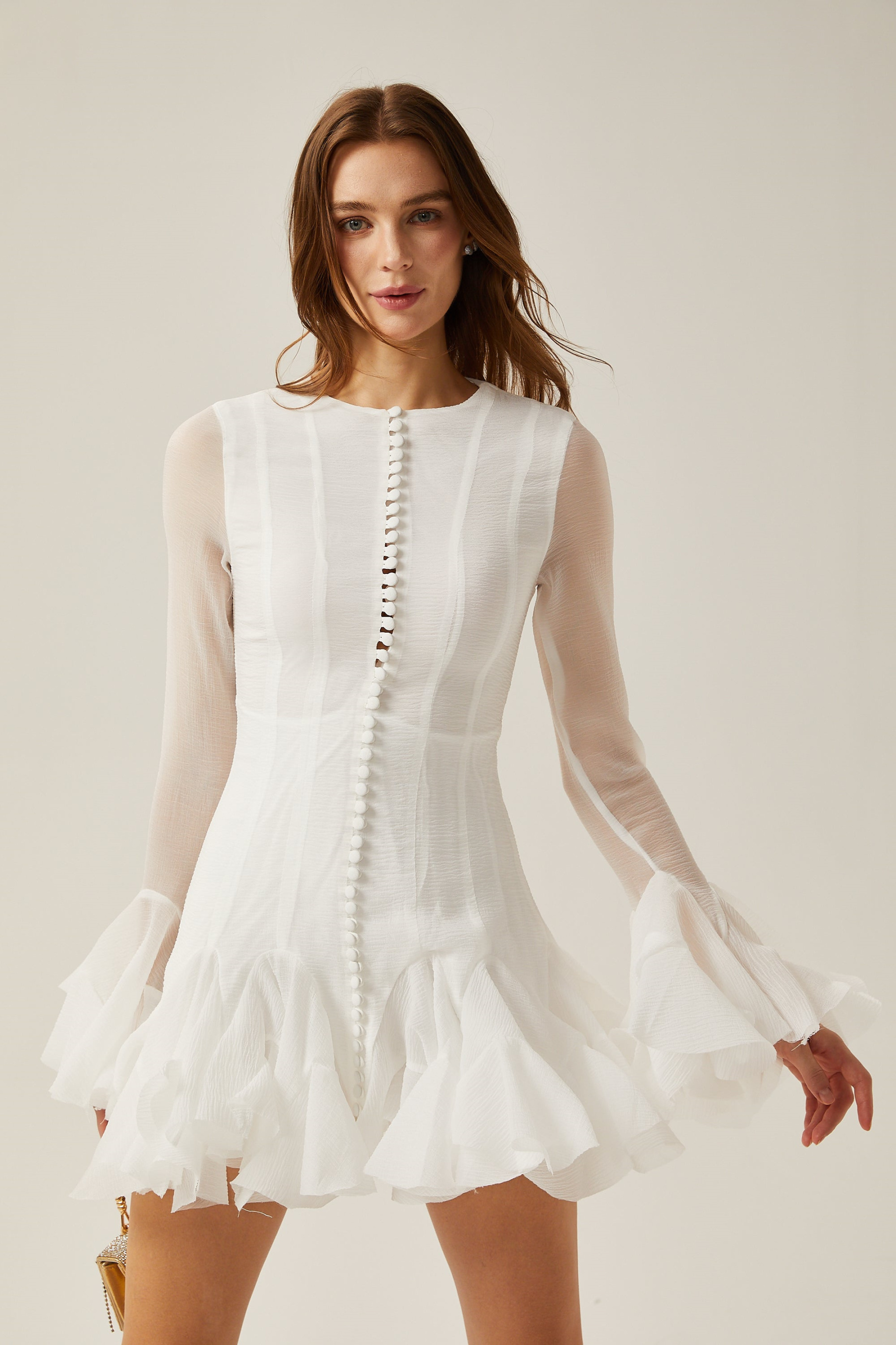 Leila Semi-sheer Flare Mini Dress